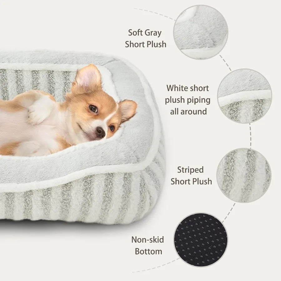 Dog Bed for Extra Small Dogs BreedsCat Bed Puppy Kennel Bed with Pillow Washable Deluxe Plush Dog Crate Beds Comfy Durable Rect
