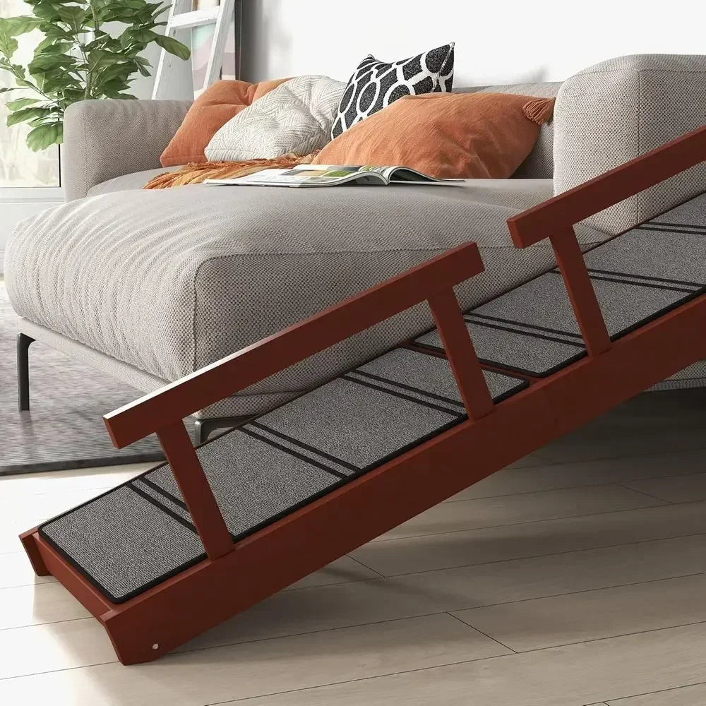 Pet Stairs for Dogs, Removable Guardrails, Non-Slip, 60 Long, Brown