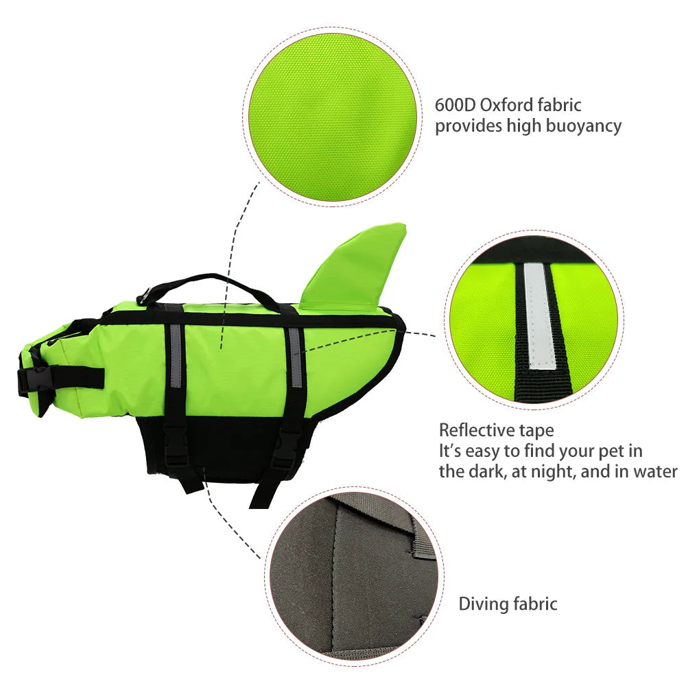 Dog Life Jacket with Rescue Handle, Reflective Dog Harness Life Vest for Swimming Boating Puppy for Small Medium Large Dogs