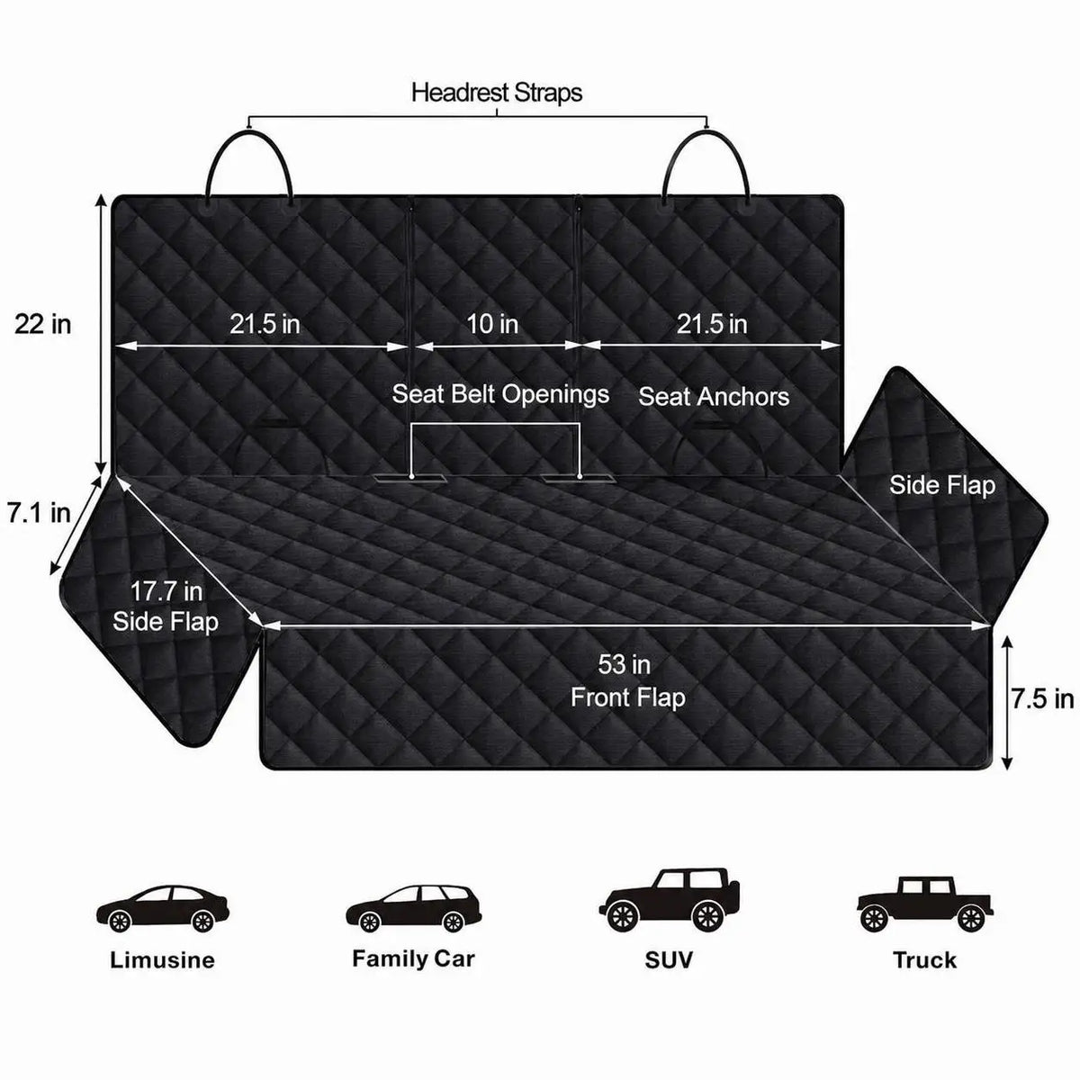 Universal Car Back Seat Cover For Dog Cat Waterproof Auto SUV Truck Rear Seat Protector Mat With Middle Seat Armrest Nonslip Safety Carry Pet Outing Mattress