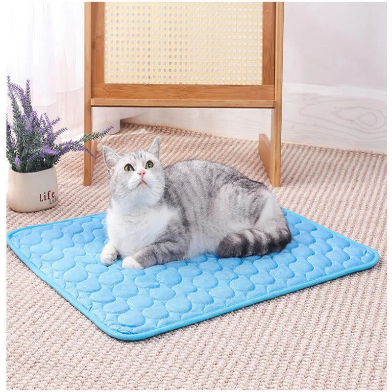 Summer Pet Ice Silk Cooling Mat Heat Dissipation Sleeping Pad Durable Cool Blanket Nest Bed Cushion For Small Medium Large Dogs