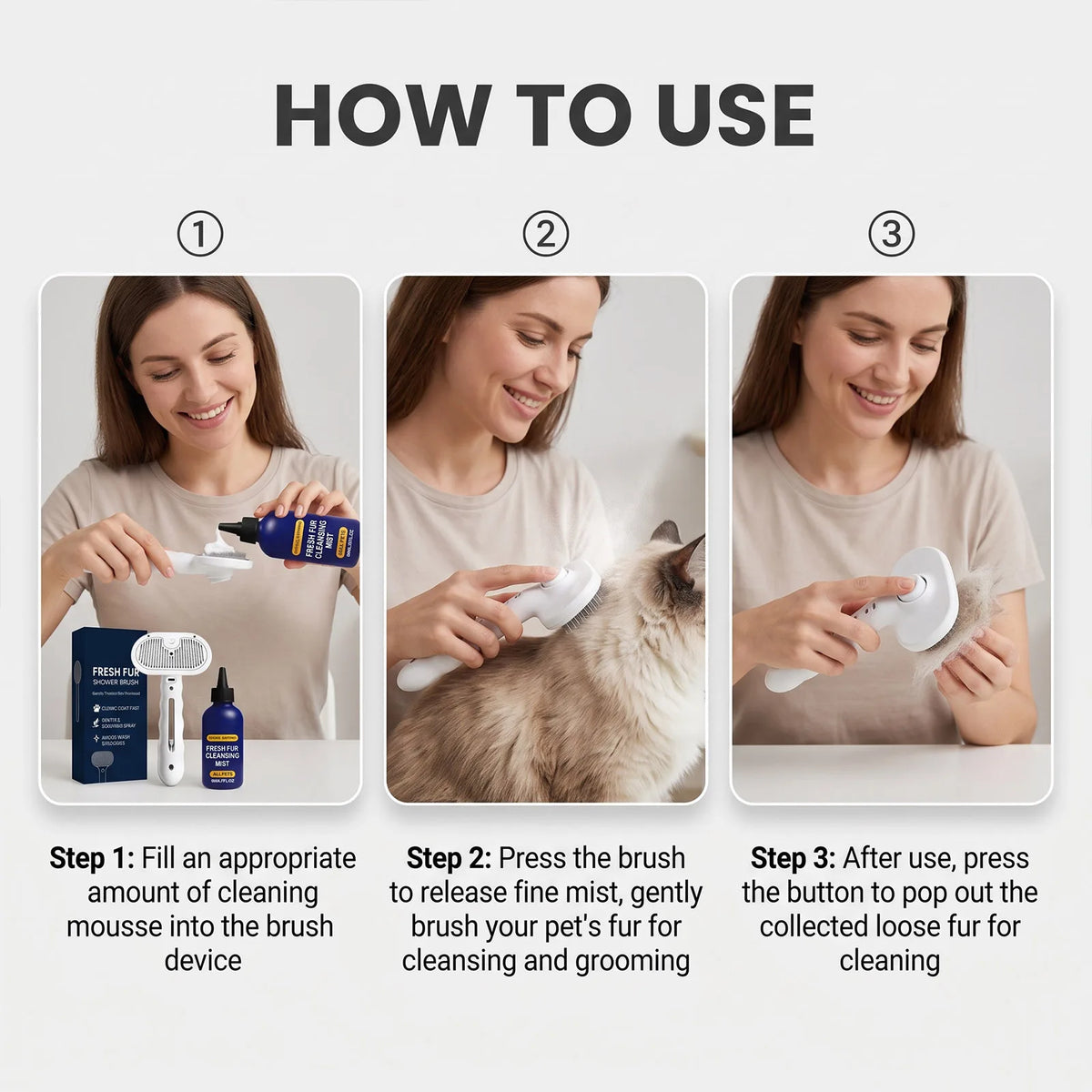 Pet Hair Detangler Spray Set Softening Smoothing Dematting Grooming Volumizing Dogs Cats Daily Care Kit for All Breeds