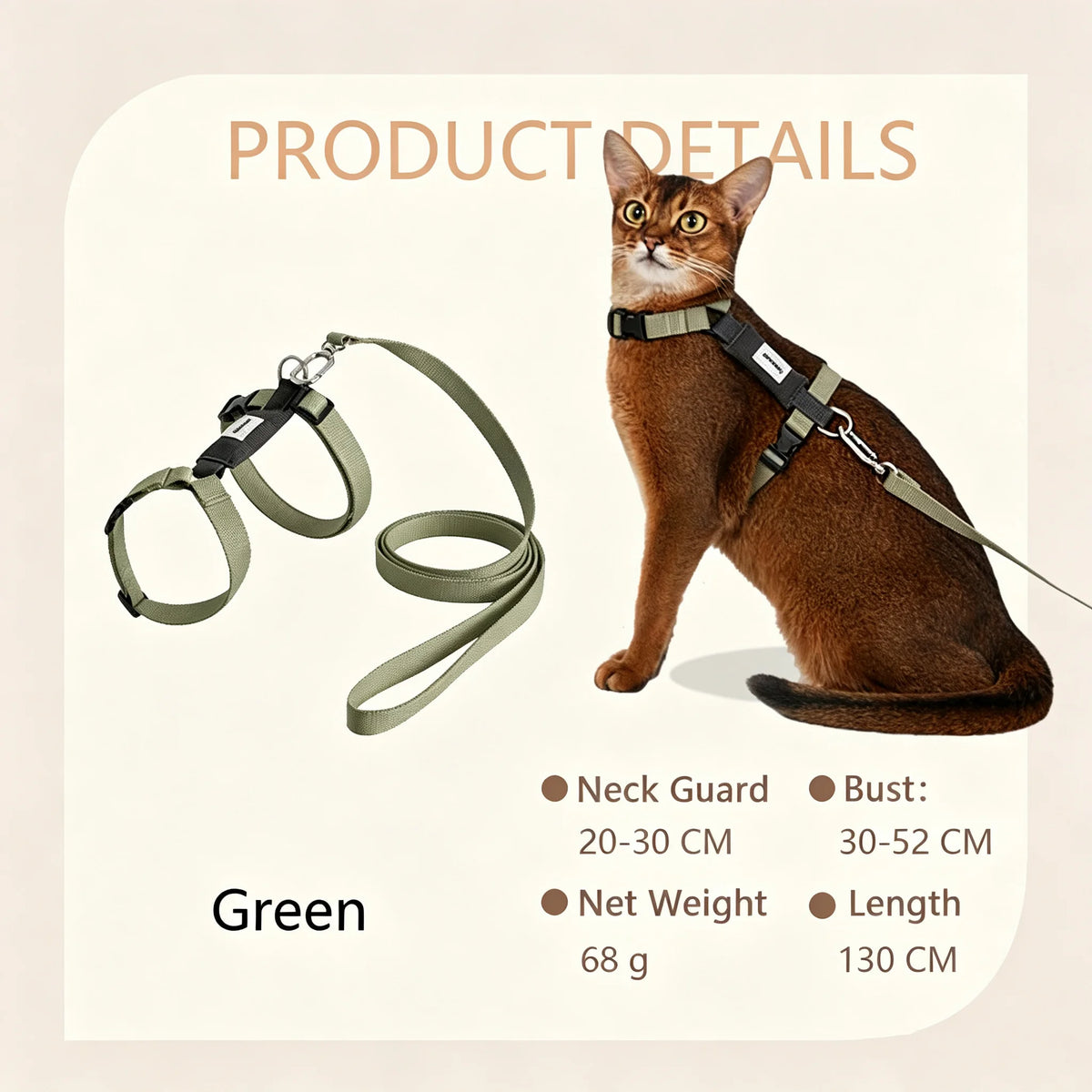 H-Shape Escape Proof Cat Harness and Leash Set Adjustable Breathable Lightweight No Choke Vest for Small Cats Kitten Outdoor Use