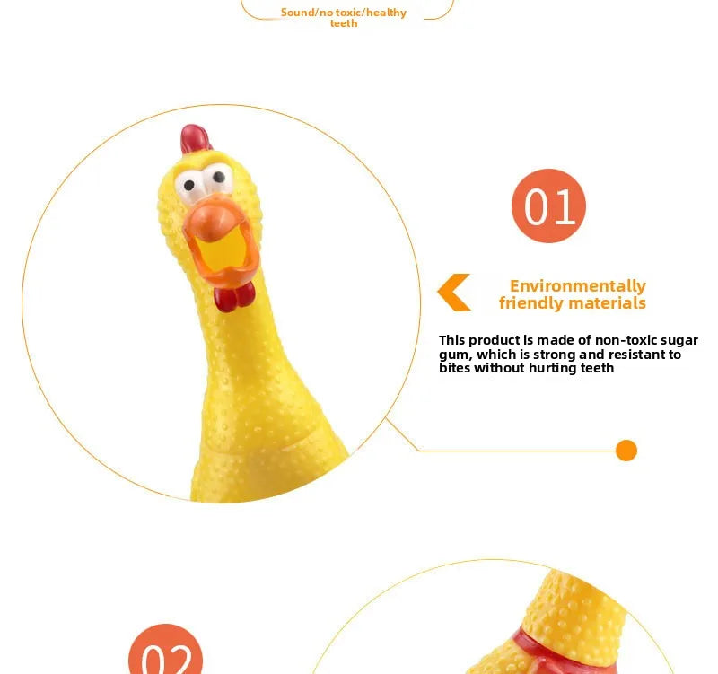 Squeaky Screaming Chicken Pet Toy Funny Molar Chew Rubber Toy Small Large DogPet Squeaker Chew Toys Funny Chicken Puppy1pcs