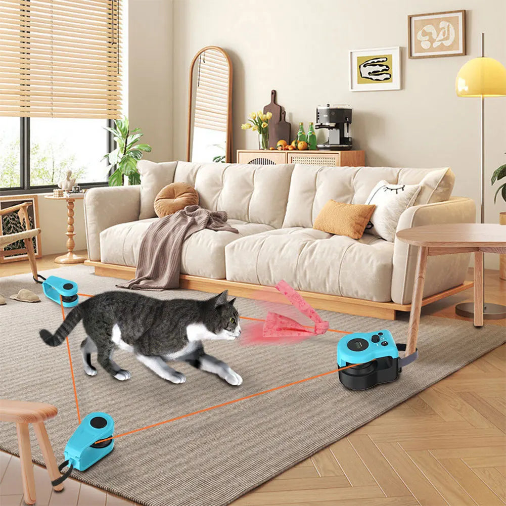 Cat Feather Toy Treadmill Chase Run Exercise Mental Stimulation Cat Treadmill Adjustable Speed for Bored Kitten Puppy Play