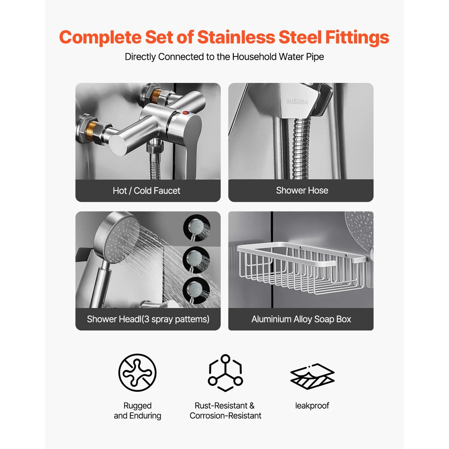 SucceBuy Stainless Steel Station 50 inch Pet Tub w/ PE WaterFaucet & Showerhead & Soap Bathtub to Large & Medium & Small Pets