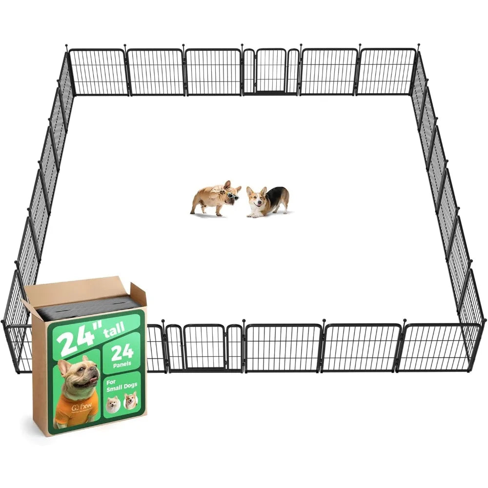 FXW Rollick Unleashed Dog Playpen for Indoor, Yard, RV Camping, 24 inch 24 Panels for Small and Puppy Dogs, Black│Patented