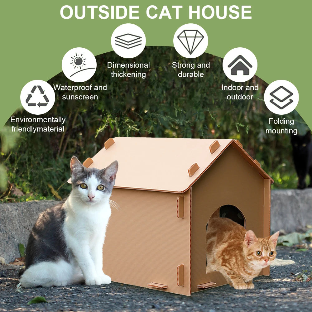 Stray Cats House Outside Cat House Foldable Cat Outdoor House Collapsible Insulated Pet House for Indoor Outdoor Use