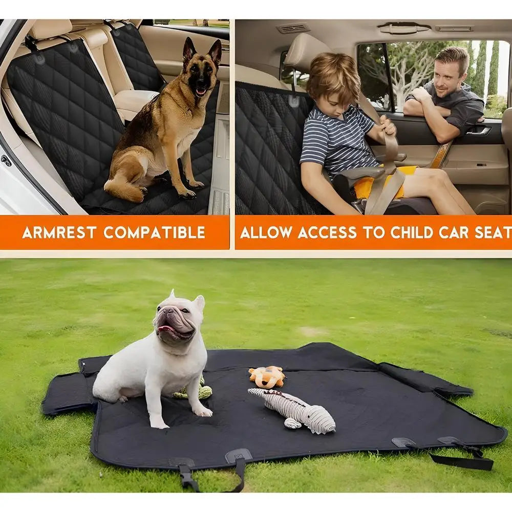 Universal Car Back Seat Cover For Dog Cat Waterproof Auto SUV Truck Rear Seat Protector Mat With Middle Seat Armrest Nonslip Safety Carry Pet Outing Mattress
