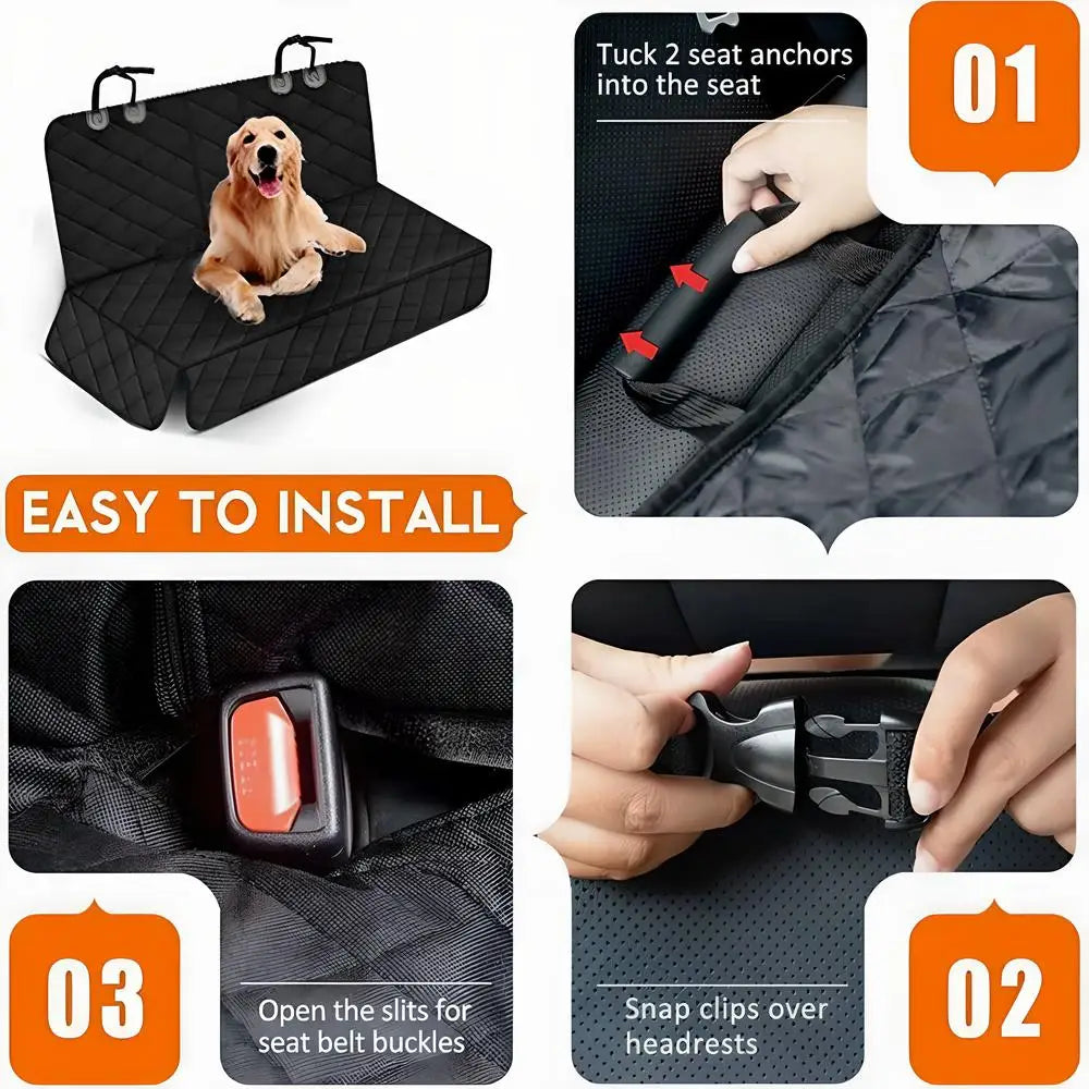 Universal Car Back Seat Cover For Dog Cat Waterproof Auto SUV Truck Rear Seat Protector Mat With Middle Seat Armrest Nonslip Safety Carry Pet Outing Mattress