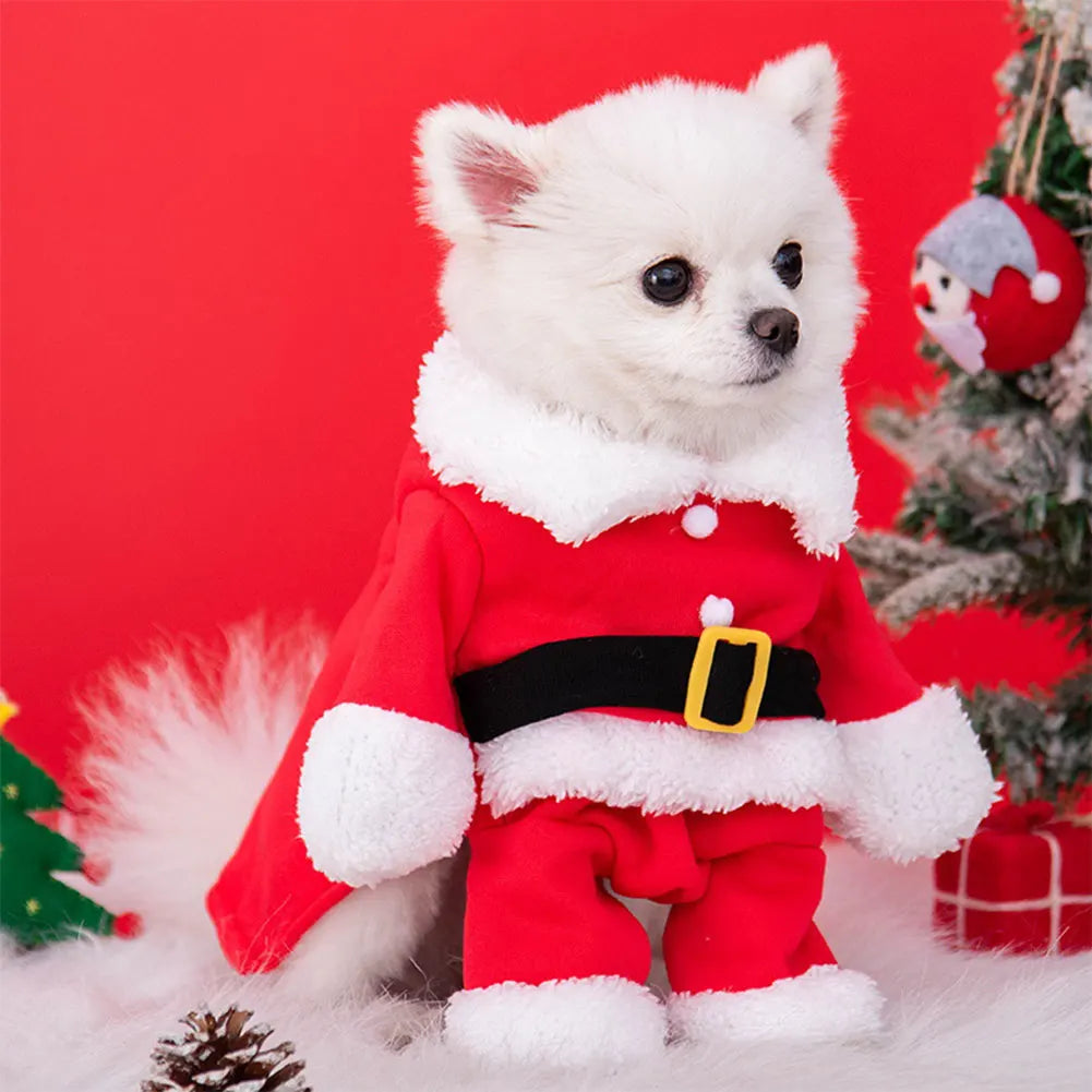 Cat Christmas Outfit Santa Claus Dog Christmas Costume Dog Christmas Clothes for Pet Dogs Cats Party New Year Funny Cosplay