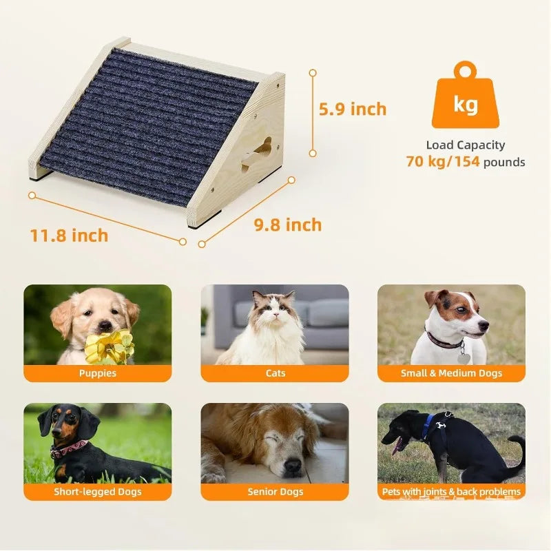 Wooden Pet Ramp Low Angle Design Stair Ladder Assist Climb Tool Stable Structure Non Slip Surface for Small Dogs Cats Indoor