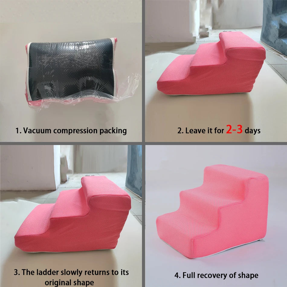 Pet 2/3 Steps High Density Foam Dog Secure Stairs Ramps Non-Slip Pet Steps for Older Dogs Pet with Joint Pain Sofa Bed Ladder