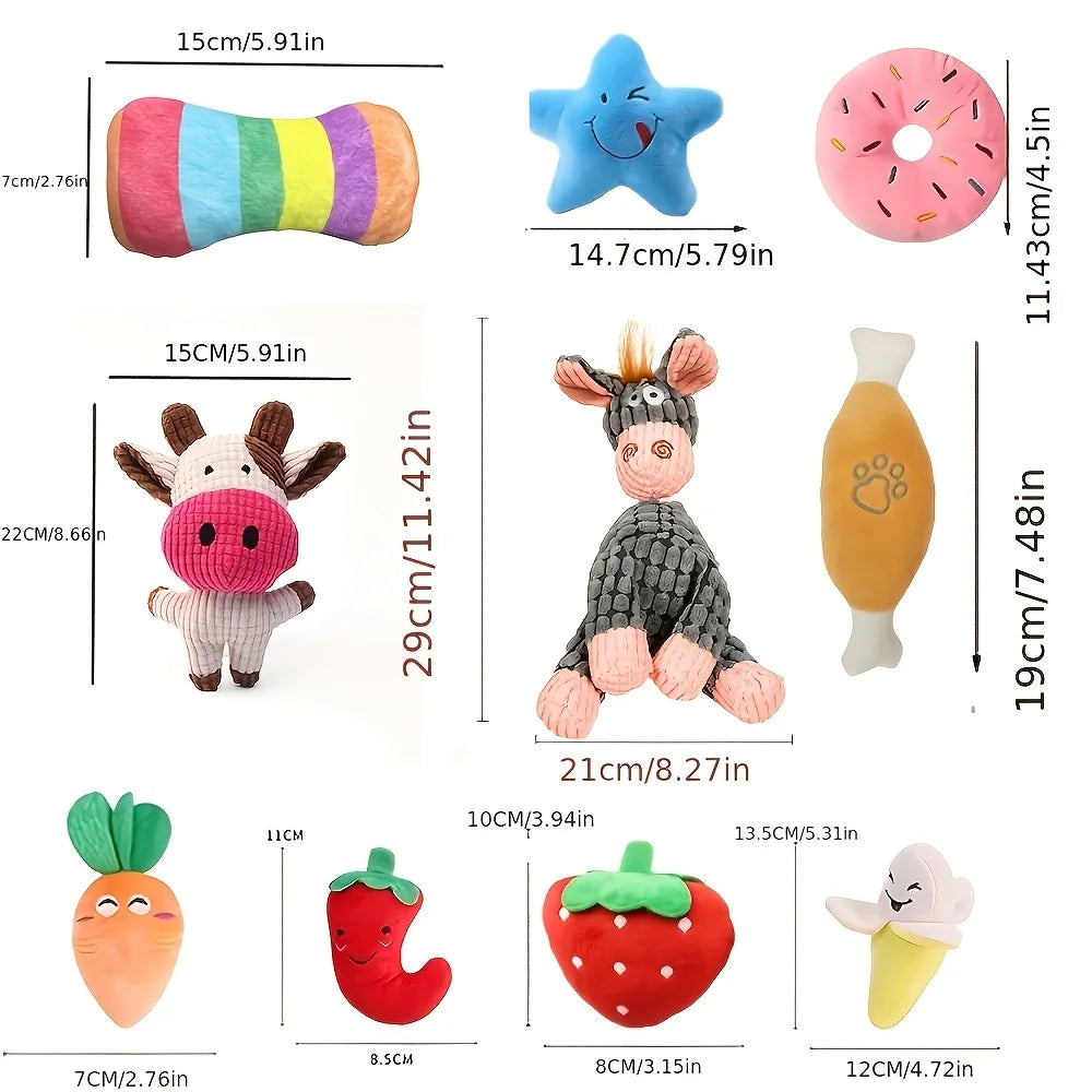 Plush Toy Set for Pets, Small Dog Squeaky Toy Gift Pack, Squeaks, Helps Chew and Clean Teeth, Relieves Boredom