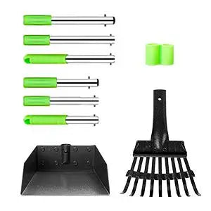 Dog Pooper Scooper Long Handle Stainless Metal Tray and Rake for Medium Small Dogs Heavy Duty Pet Supplies