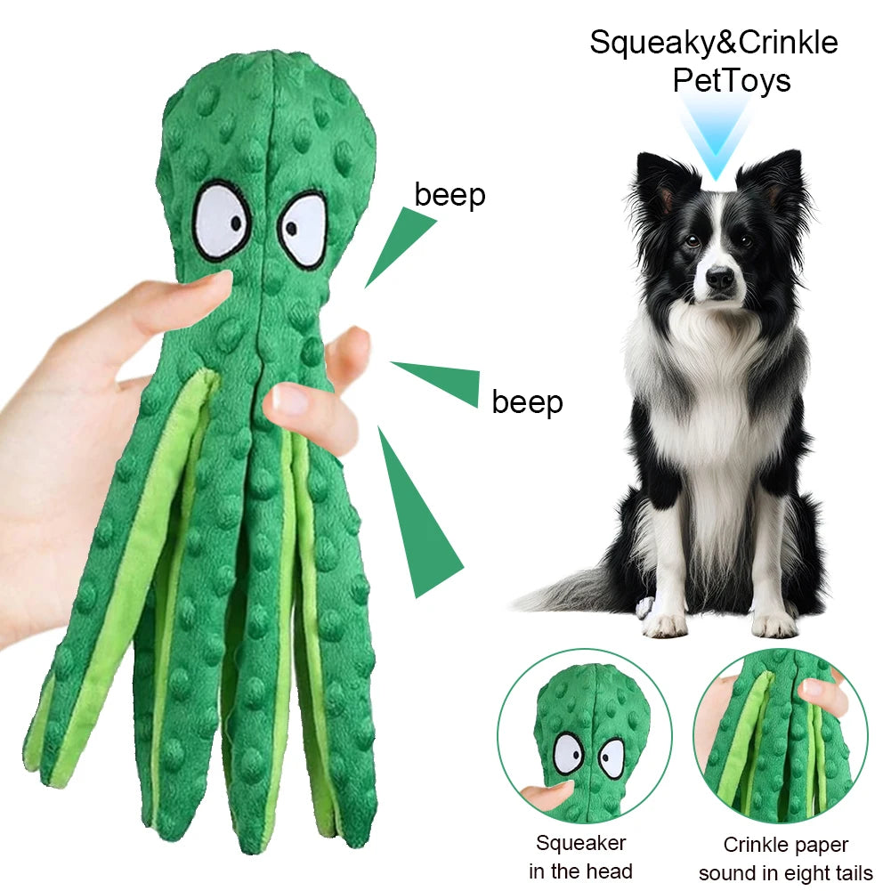 2Pcs Pet Plush Toy Octopus Dog Interactive Toy Indestructible Bite Resistant Sound Puppy squeaky Octopu Dogs Rattle Toys Supplie
