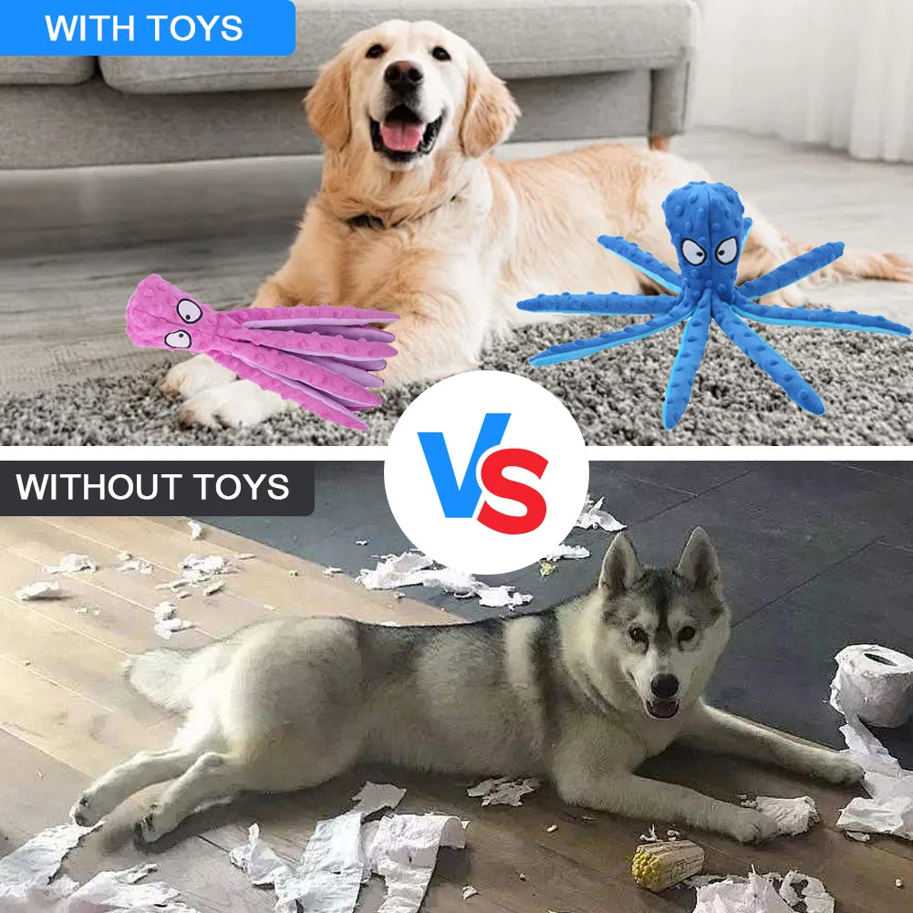 2Pcs Pet Plush Toy Octopus Dog Interactive Toy Indestructible Bite Resistant Sound Puppy squeaky Octopu Dogs Rattle Toys Supplie