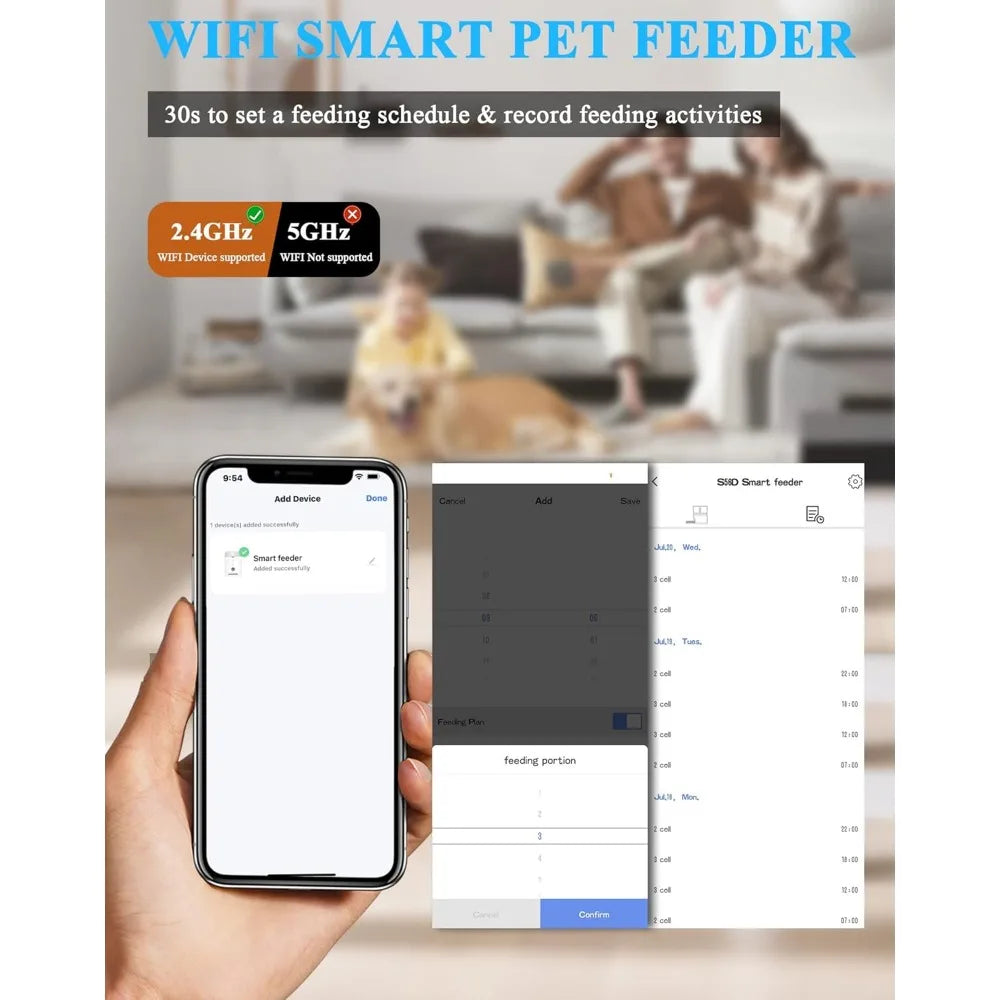 6L Automatic Cat Feeder for 2 Cats, 2.4G WiFi Enabled Smart Feed Automatic Pet Feeder for Cats & Dogs, Timed Pet Food Dispenser