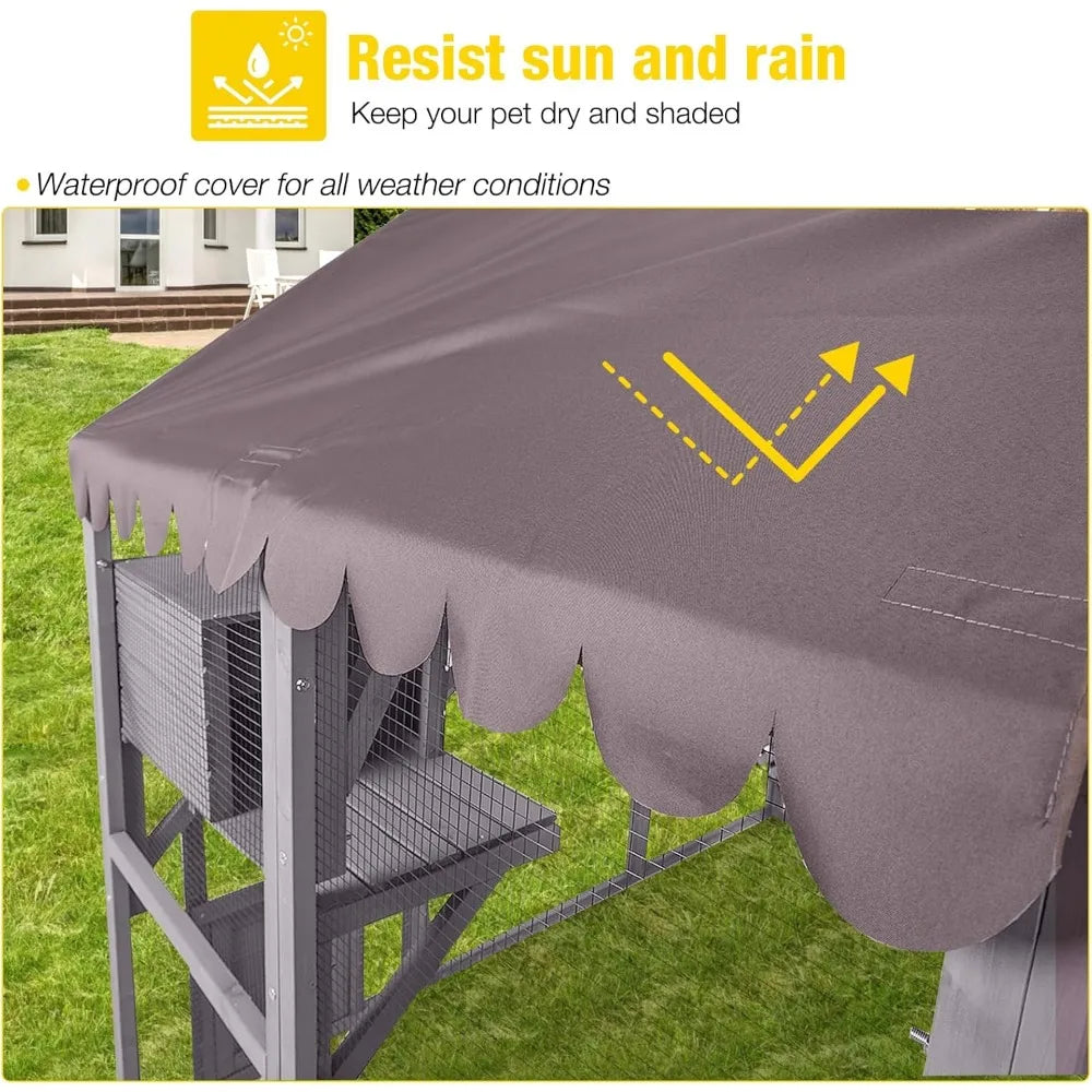 Aivituvin Catio Outdoor Cat Enclosure Large Cat Run with Bridges, Walks, Small Houses, Roof Cover 28.27 ft²