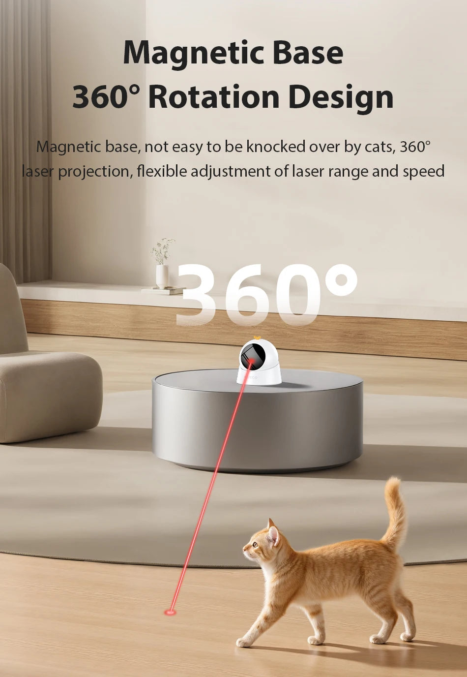 ROJECO Automatic Cat Laser Toy Interactive 360° Adjustable Electric Cat Toy For Kitty Dog Indoor Smart Teasing Laser Cat Toys