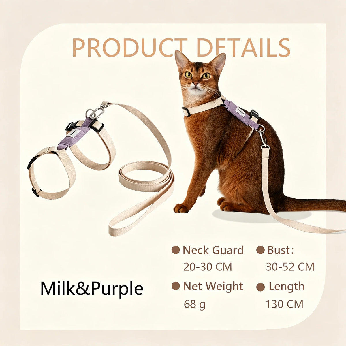 H-Shape Escape Proof Cat Harness and Leash Set Adjustable Breathable Lightweight No Choke Vest for Small Cats Kitten Outdoor Use