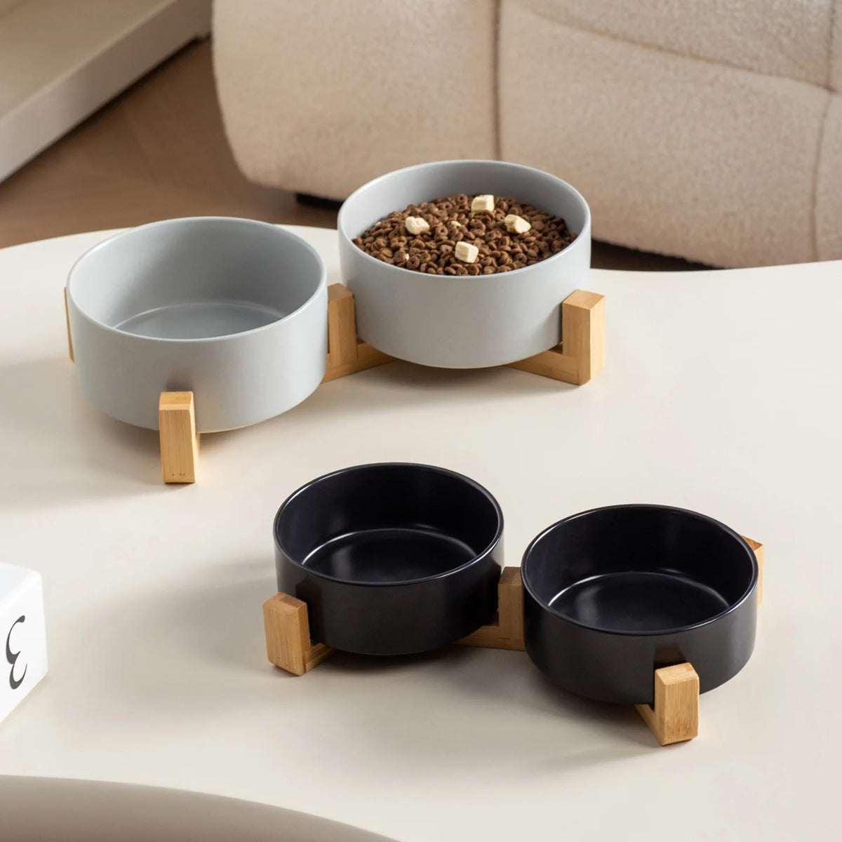 2026 Double Pet Bowl  Elevated Food Water Feeder For Cats And Dogs Neck Protection Simple Style Pet Supplies