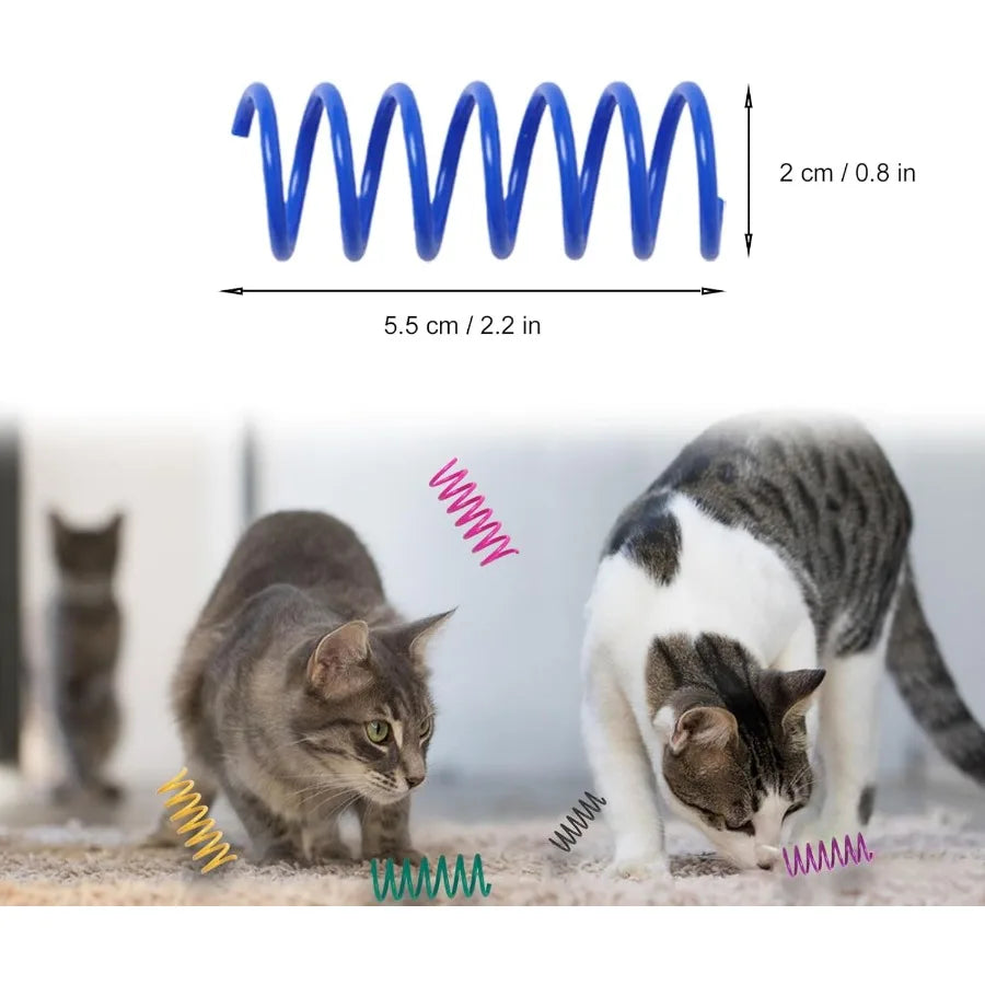 48PCS 12Colors Cat Spring Toys for Indoor Cats Interactive Coil Springs for Self Play Durable Heavy Plastic Cat Spiral Spring H