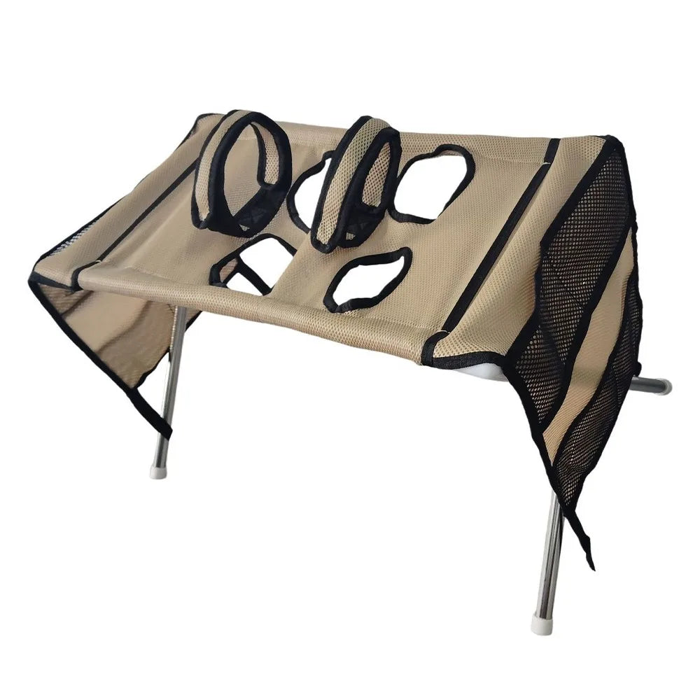 Folding Pet Grooming Hammock Anti-Scratch with Support Frame Pet Washing Station Sturdy Detachable Dog Grooming Table