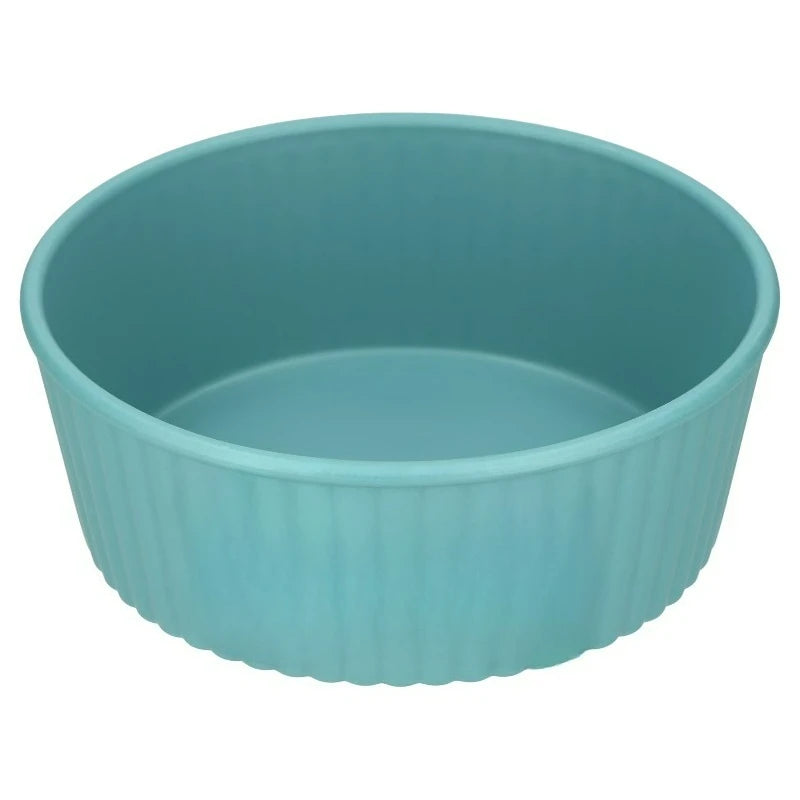 3.6-Cup Woof Pet Bowl, Teal，Measures 6.3 in L x 6.3 in W x 2.4 in H.