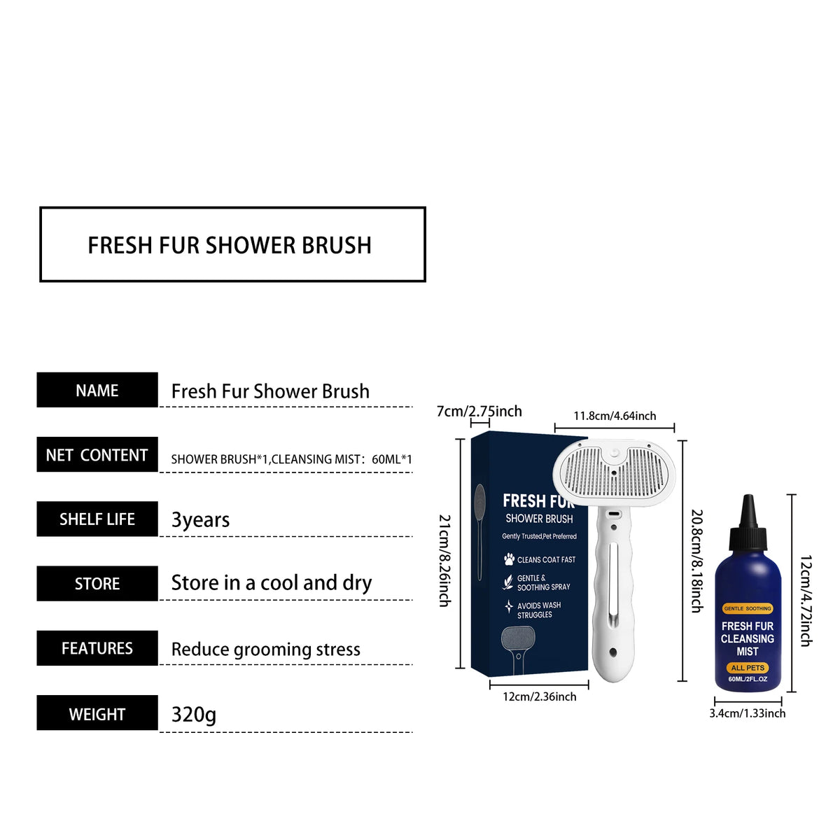 Pet Hair Detangler Spray Set Softening Smoothing Dematting Grooming Volumizing Dogs Cats Daily Care Kit for All Breeds
