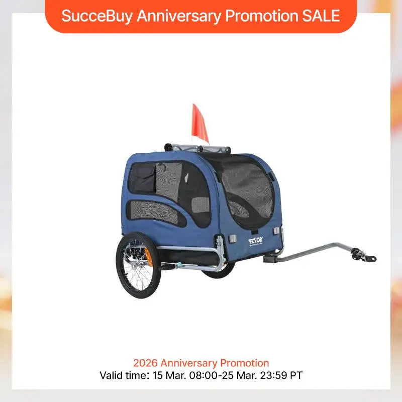 SucceBuy 100lbs Pet Cart Bicycle Carrier Dog Bike Trailer with Coupler, Reflectors, Flag, Collapsible to Store for Dogs Travel