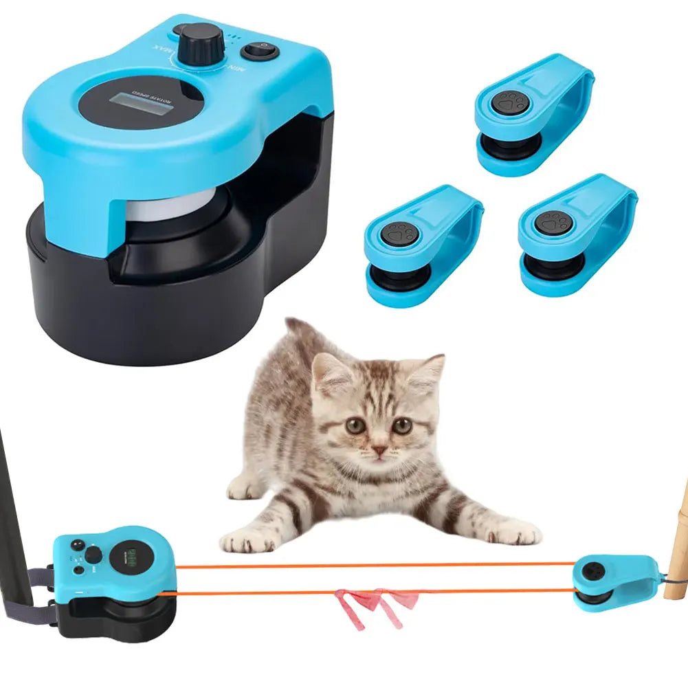 Cat Feather Toy Treadmill Chase Run Exercise Mental Stimulation Cat Treadmill Adjustable Speed for Bored Kitten Puppy Play