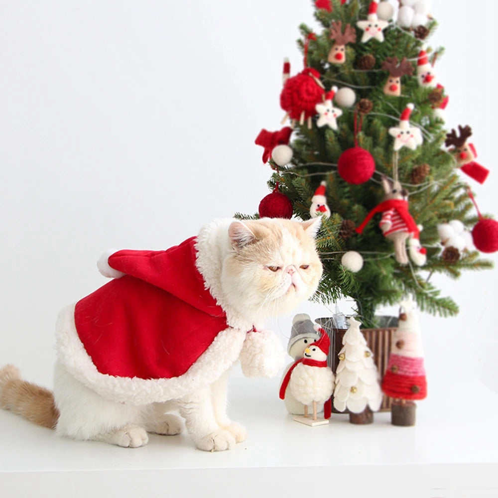Pet Cat Dog Cape Change Into Santa Cape Deer Red Riding Hood Warm Plush Kawaii Comfortable Windproof Repeat Costume
