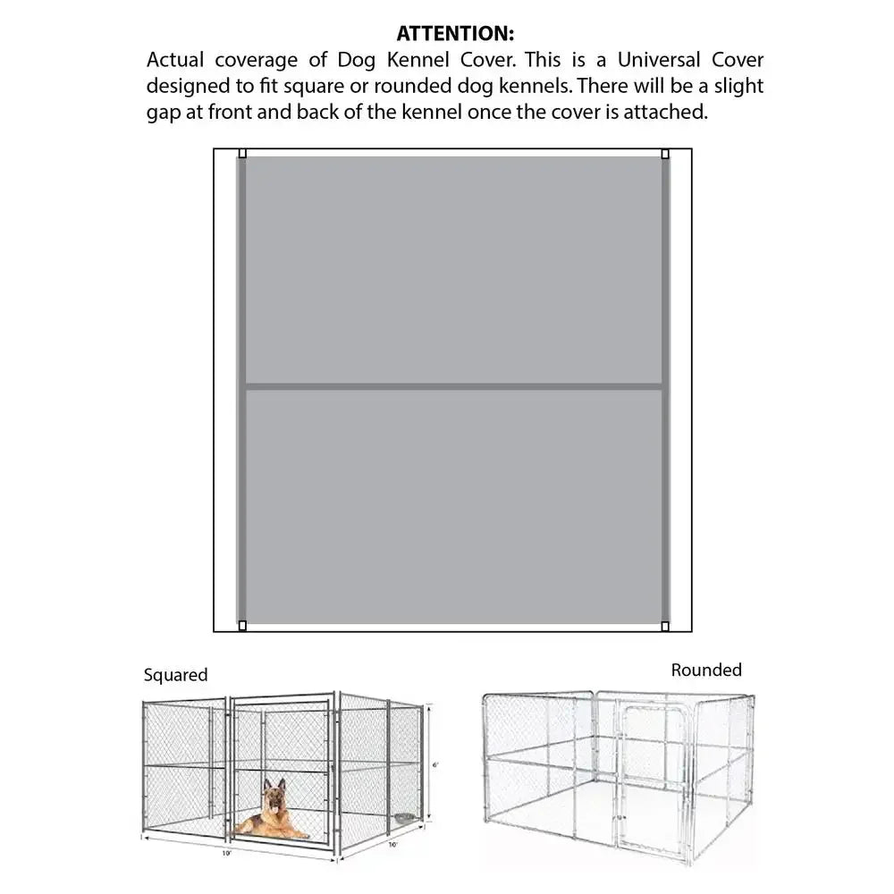 Dog Kennel Canopy Cover Shade Steel Frame Gray 10x10 Sun Rain Protection Shelter