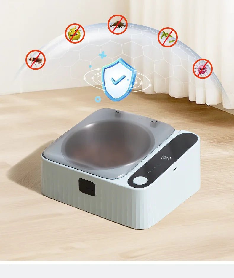 Pet Smart Infrared Sensor Open Lid Cat Bowl Stainless Steel with Lid Dustproof Insect-proof and Moisture-proof Pet Bowl