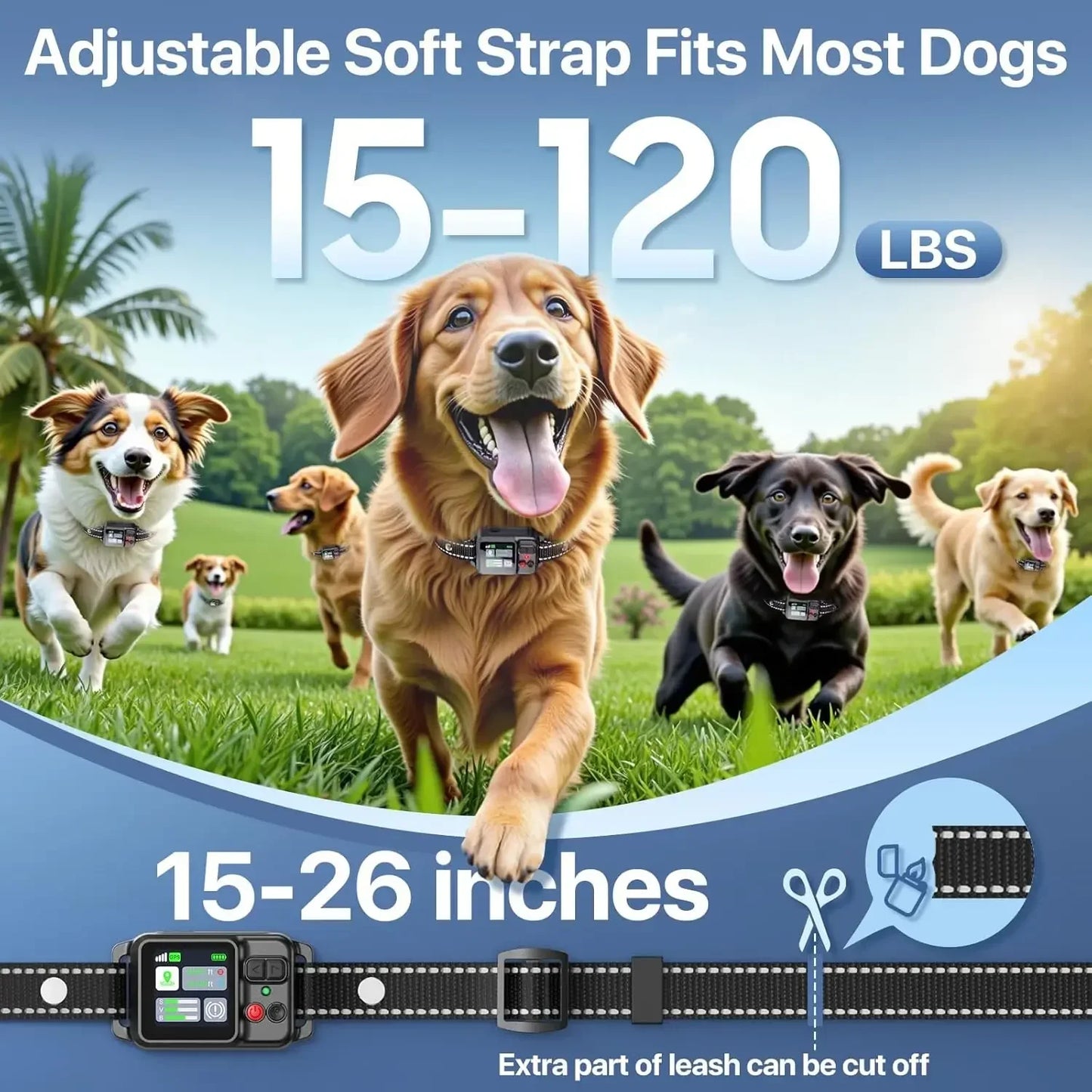 GPS Wireless Dog Collar Fence System,Invisible Electric Fence for Dogs,Adjustable Range 49-6561ft,3 Training Mode,Rechargeable,W
