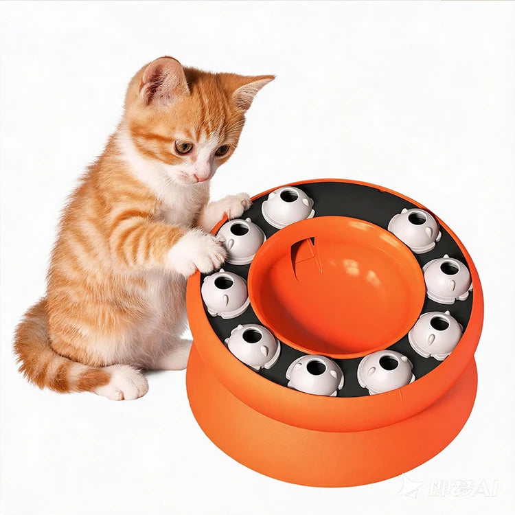 Interactive Cat Puzzle Feeder Toy Slow Feeder Bowl Treat Dispenser for Indoor Cats, Mental Stimulation Aid Digestion Enrichment Pet Game for Kitten