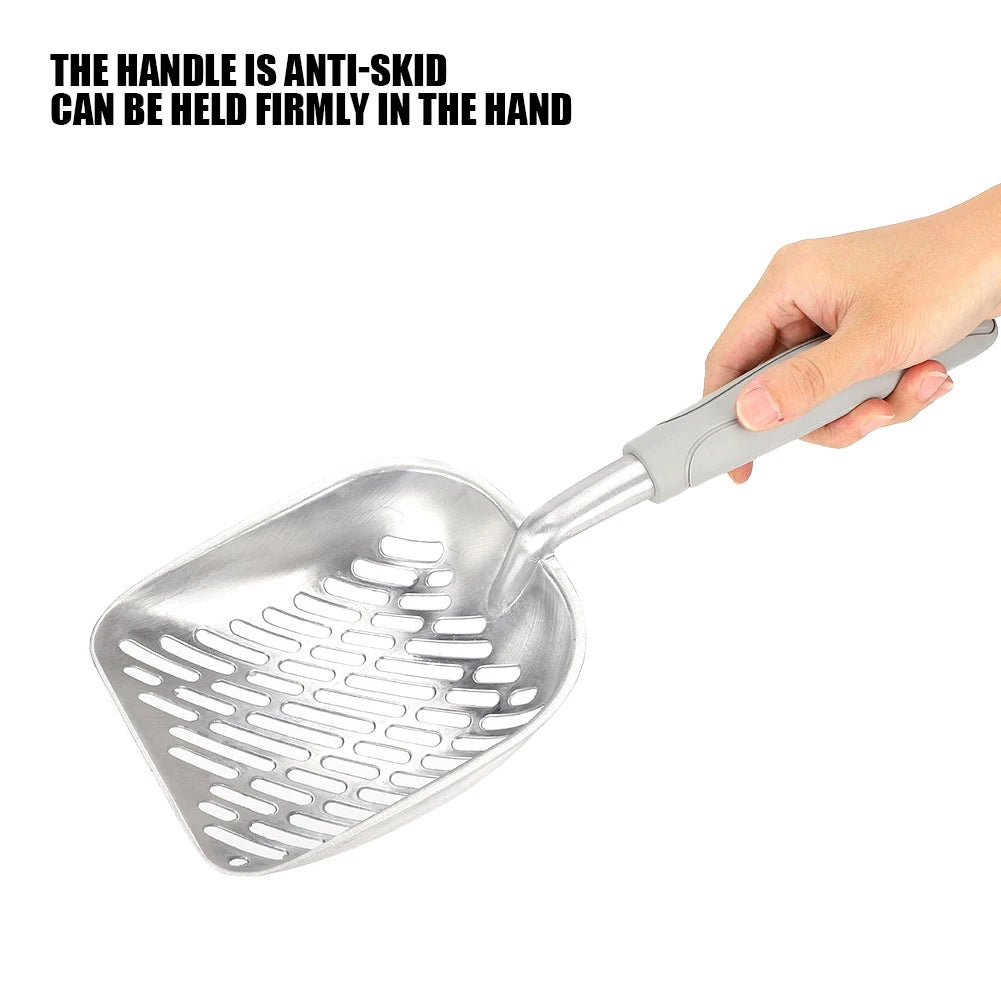 Pet Spatula Cat Litter Scoop Sifter Deep Shovel Ergonomic Handle Stainless SteelGray