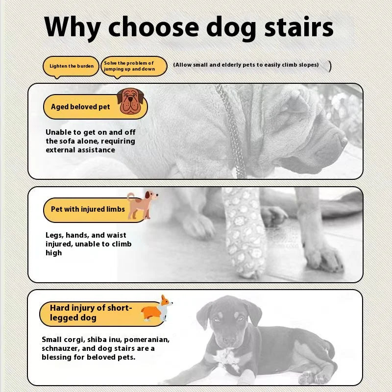Pet 2/3 Steps High Density Foam Dog Secure Stairs Ramps Non-Slip Pet Steps for Older Dogs Pet with Joint Pain Sofa Bed Ladder