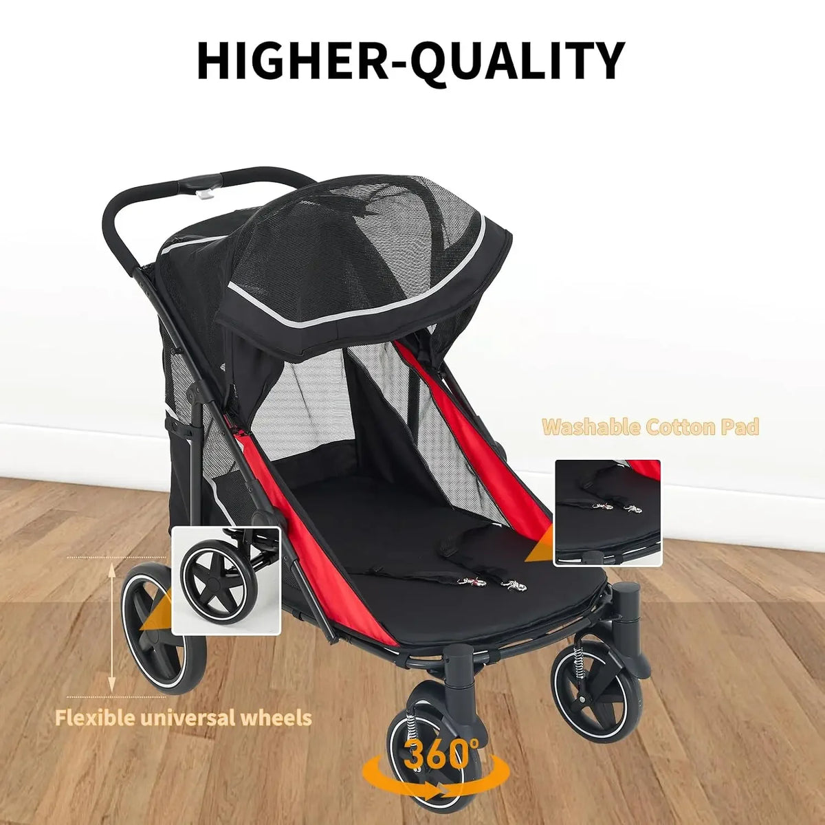 Garvee Multi Functional Pet Cart Lightweight And Foldable Multiple Cats Dogs And Outdoor Carts Heavy-Duty Large Dog Stroller with Mesh Ventilation, Removable Bed, Storage Basket For Dogs Cat