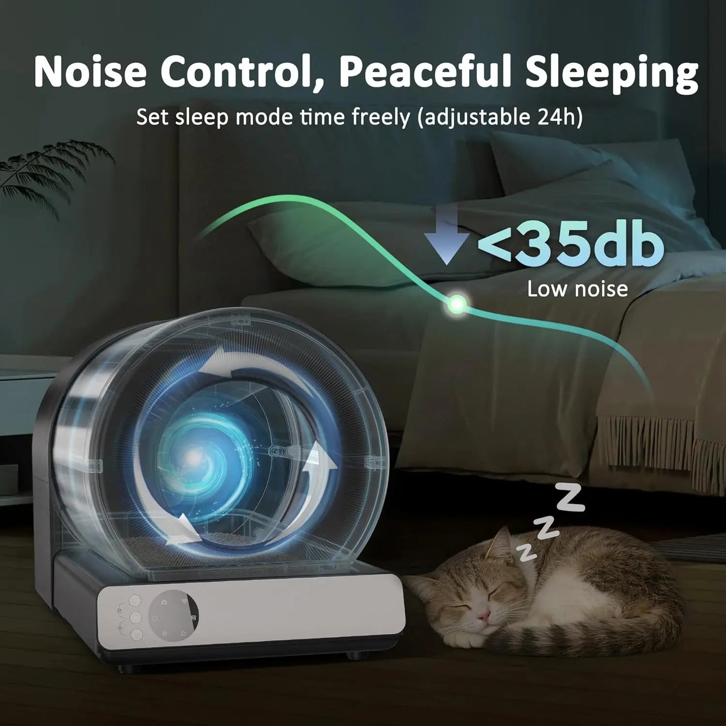 Self Cleaning Automatic Litter Box, Stainless Steel, App Health Monitoring, Odor Control & Safety Sensors for Multi Cat, Custom