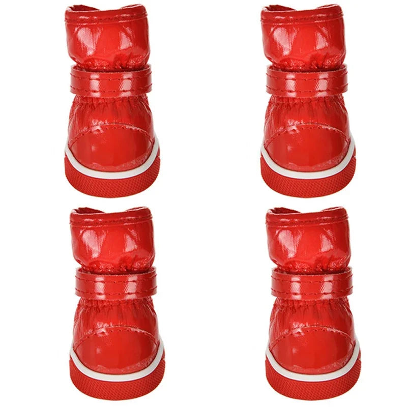 4Pcs/set Winter Pet Shoes Warm Waterproof Slip Fleece Dog Boot for Small Medium Dogs Puppy Rain Footwear Chihuahua Snow Boots