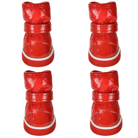 4Pcs/set Winter Pet Shoes Warm Waterproof Slip Fleece Dog Boot for Small Medium Dogs Puppy Rain Footwear Chihuahua Snow Boots