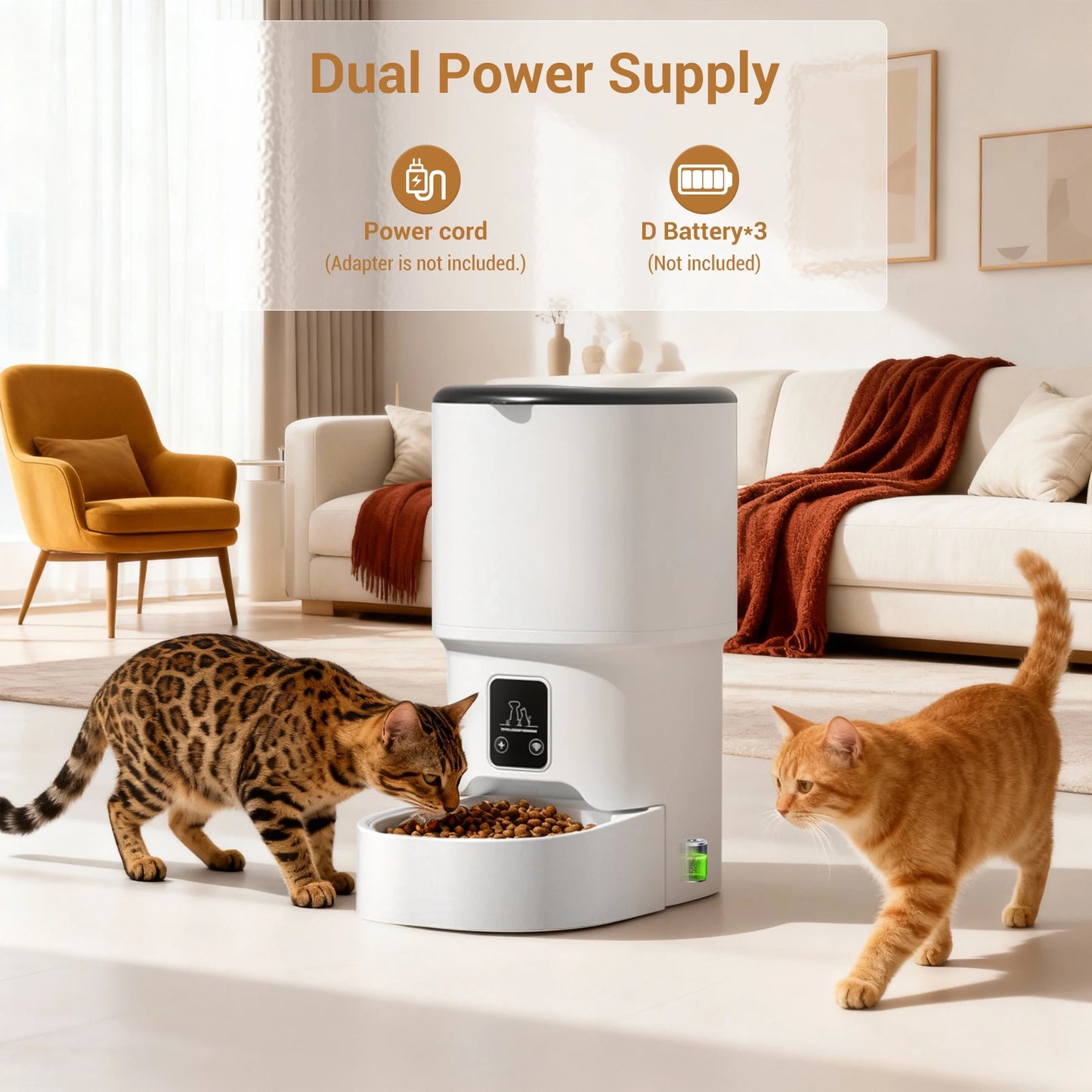 4L Automatic Cat Feeder with Timer Up to 6 Meals Per Day,Portion Control,Button Control for Cats & Small Dogs Pet Products