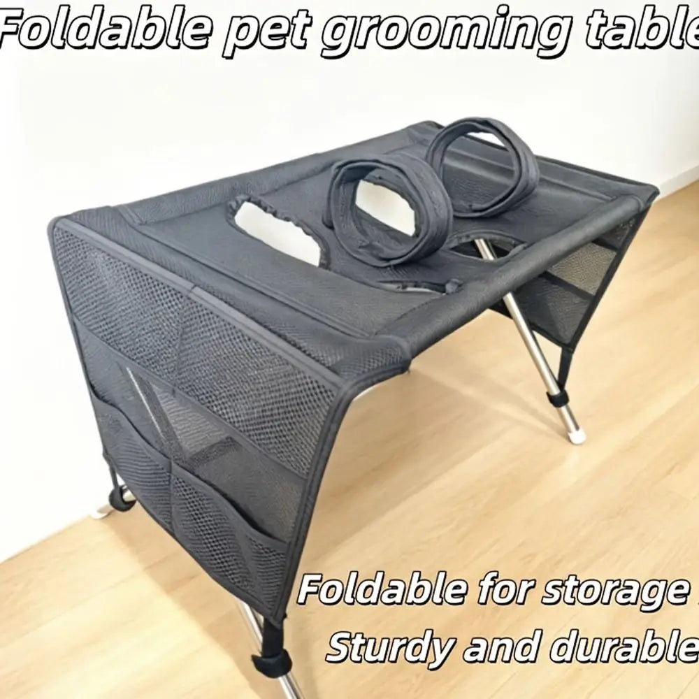 Folding Pet Grooming Hammock Anti-Scratch with Support Frame Pet Washing Station Sturdy Detachable Dog Grooming Table