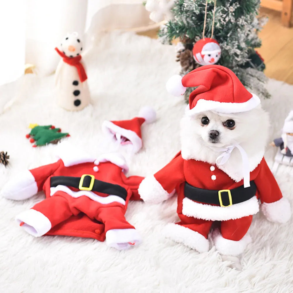 Cat Christmas Outfit Santa Claus Dog Christmas Costume Dog Christmas Clothes for Pet Dogs Cats Party New Year Funny Cosplay