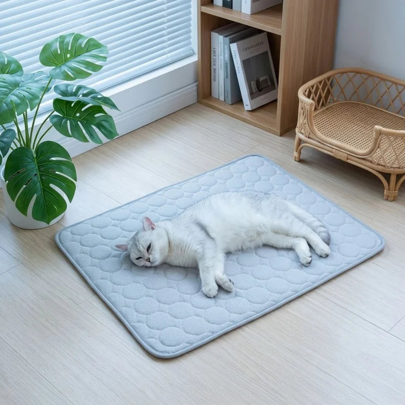 Summer Pet Ice Silk Cooling Mat Heat Dissipation Sleeping Pad Durable Cool Blanket Nest Bed Cushion For Small Medium Large Dogs