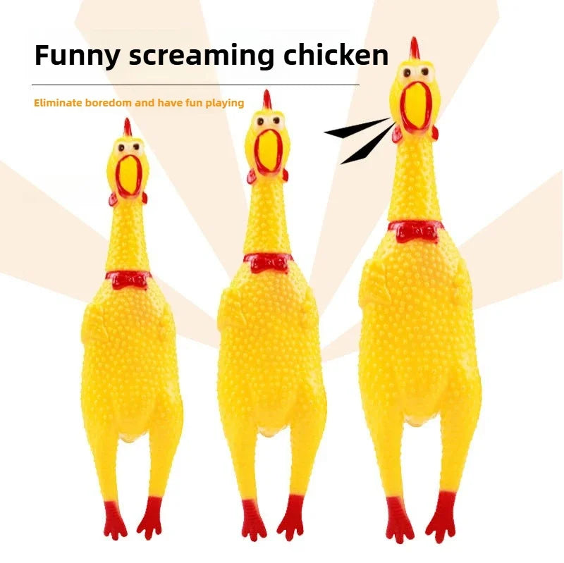 Squeaky Screaming Chicken Pet Toy Funny Molar Chew Rubber Toy Small Large DogPet Squeaker Chew Toys Funny Chicken Puppy1pcs