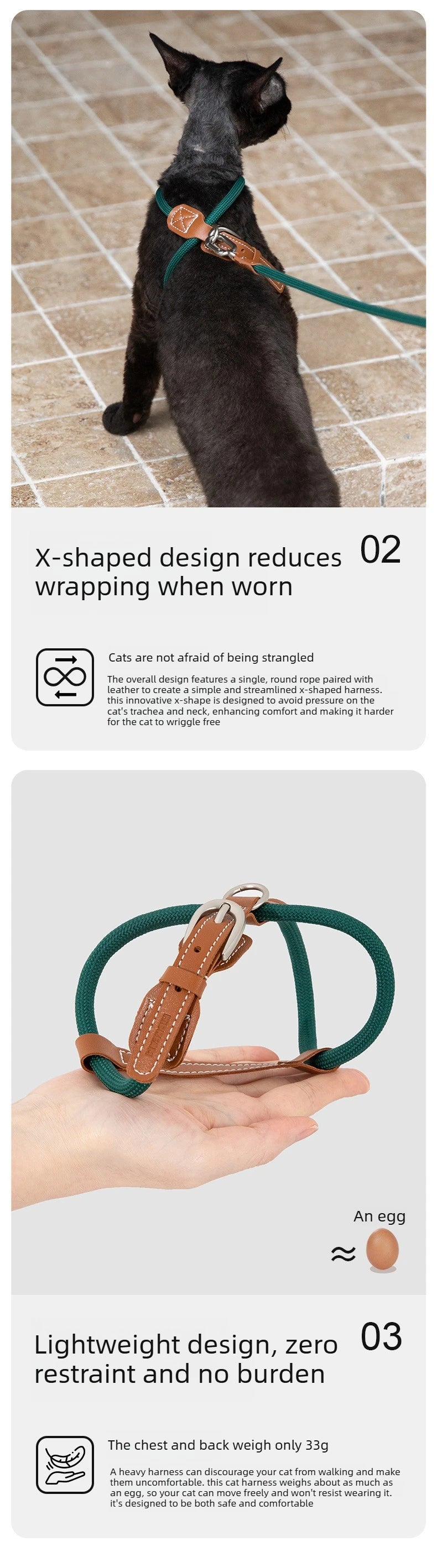 X-Shape Cat Harness And Leash Set Faux Leather Escape Proof Adjustable Pet Walking Vest Lightweight Puppy Outdoor Gear