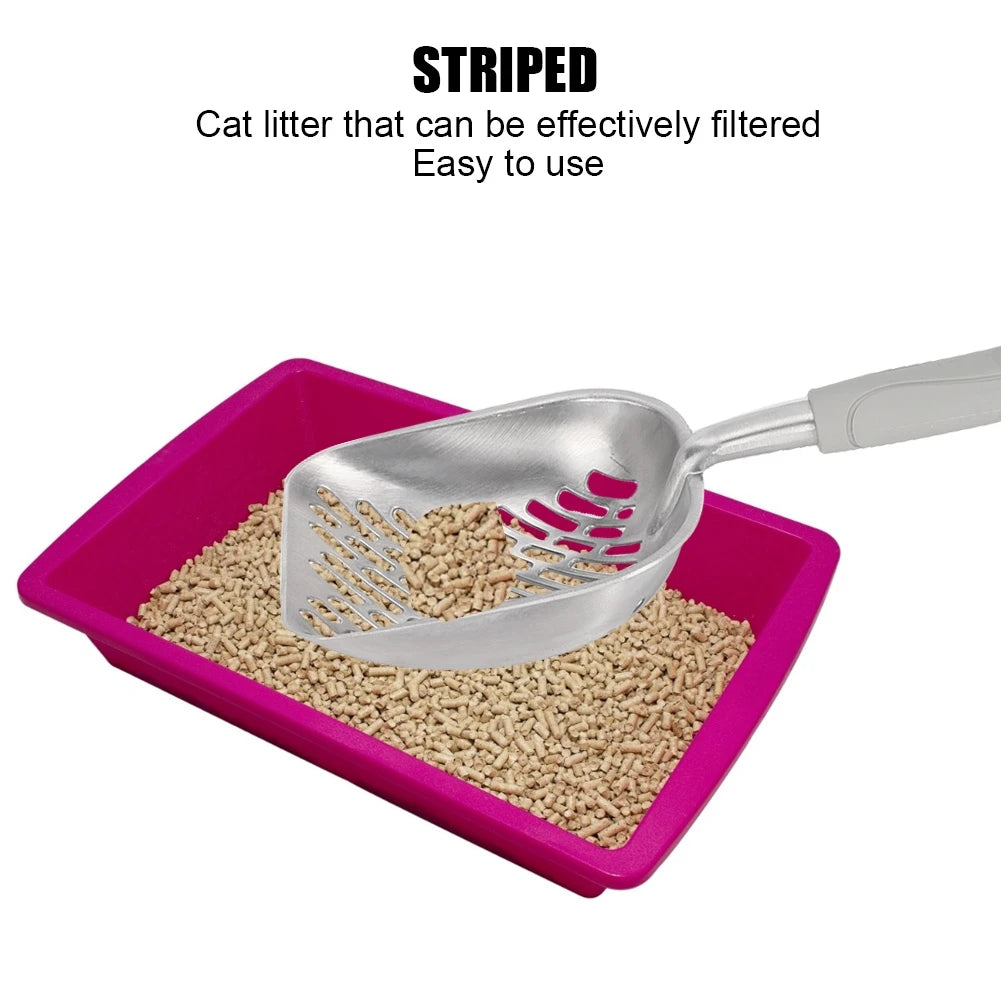 Pet Spatula Cat Litter Scoop Sifter Deep Shovel Ergonomic Handle Stainless SteelGray